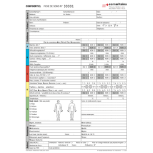 Blocs A4 «Fiche de soins» 50 x 2 pages © Copyright Samaritains Romands - Français
